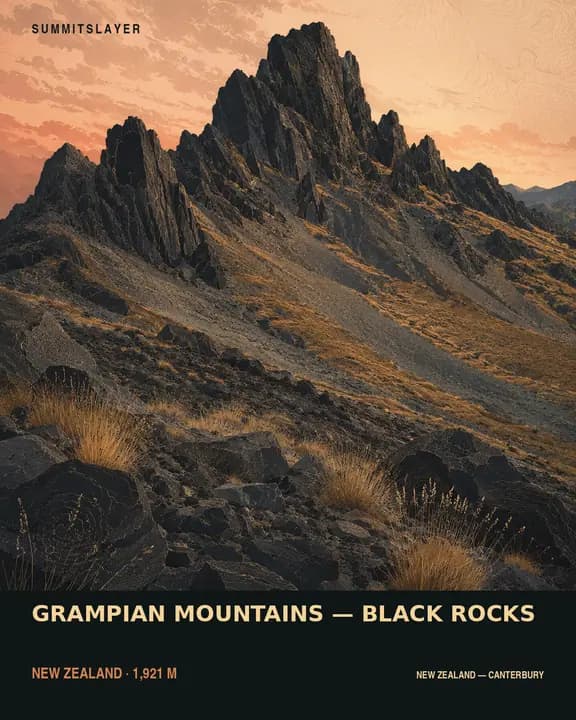 GRAMPIAN MOUNTAINS — BLACK ROCKS T-shirt mockup